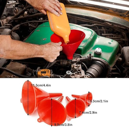 10 PCS Funnels for Automotive Use，Automotive Funnel Set with Wide Mouth Long Neck Hose, Flexible Oil Transmission Fuel Funnel Kit for Oil Change