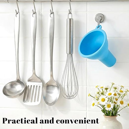 4 Pcs Wide Mouth Funnels for Filling Small Bottles, Kitchen Silicone Funnels Flexible Condiment Sauce Canning Funnel for Filling Oil Water Bottles Jars