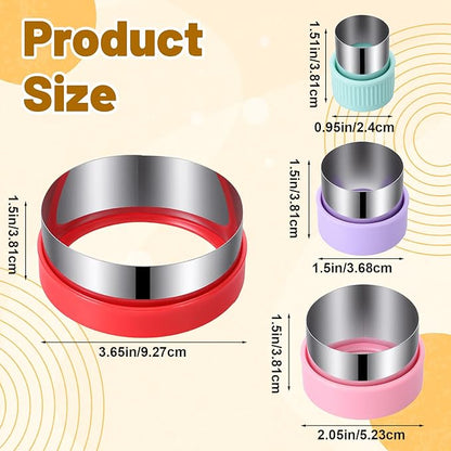 4 Pcs Round Cookie Cutter Set, Stainless Steel Circle Biscuit Cutters, 4 Sizes Pastry Dough Cutters for Baking, Cookie Shaper for Donut English Muffin Sandwich