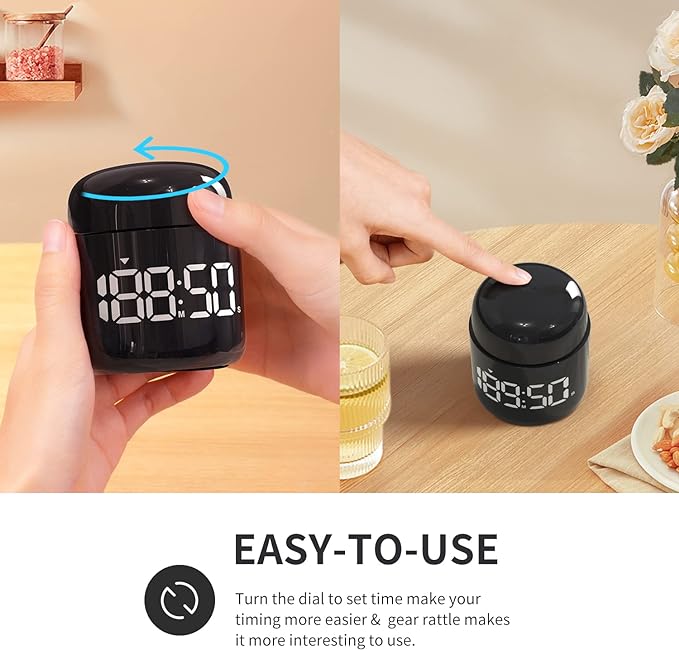 Digital Kitchen Timer,Countdown Countup Timer with Large LED Display Volume Adjustment,Timer for Cooking, Classroom Time for Kids and Teachers. (Black) - Image 2