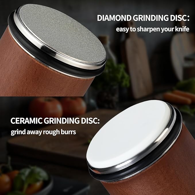 Rolling Knife Sharpener Kit, Knife Sharpening Kit, Kitchen Knives Sharpener Roller with Diamond and Ceramic for Steel of Chef Blade, Knives Sharpening Tool with 15 & 20 Degree Magnetic Angle, Walnut - Image 3