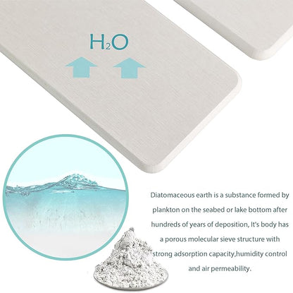 NiuYichee 2 Pcs Water Absorbing Stone Trays, Kitchen/Bathroom Sink Soap Dish, Diatomite Tray Used for Hand Soap & Cosmetic Bottles in The Modern Home, 3.15" W x 11.8" L, White