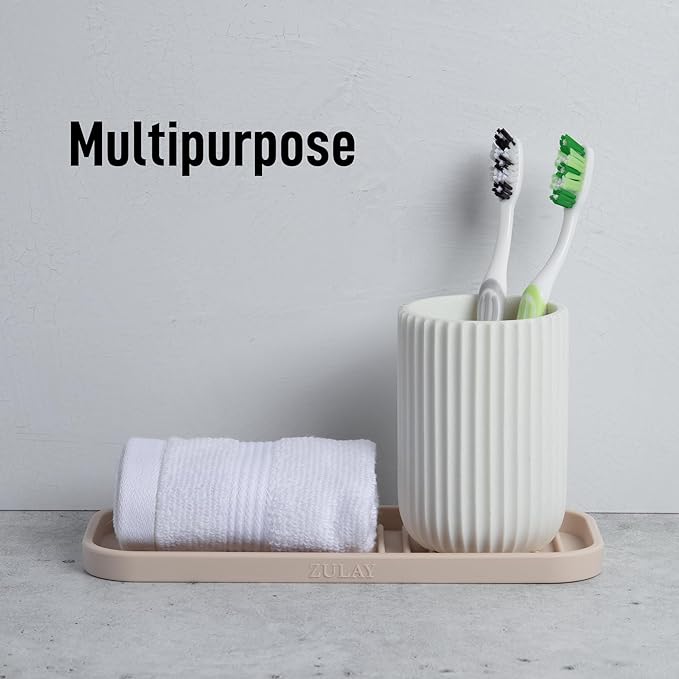 Zulay Kitchen (9x3.5) Silicone Sponge Holder for Kitchen Sink - Flexible Multipurpose Soap Tray - Sink Organizer for Kitchen, Bathroom, Makeup, Trinkets & More (Ivory) - Image 5