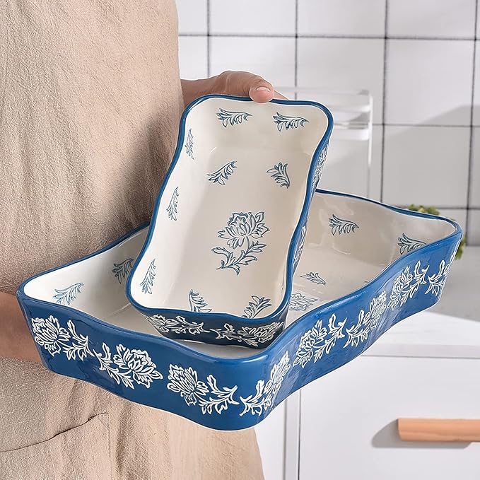 Wisenvoy Casserole dishes for oven Lasagna pan 2-Pcs Baking dish Casserole dish Baking dishes for oven Baking dish set - Image 2
