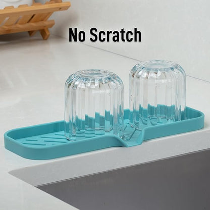 Zulay Kitchen Large Silicone Sponge Holder (12x4) – Flexible Sink Organizer Tray for Kitchen & Bathroom – Multipurpose Soap Dish for Sponges, Makeup, Trinkets & More (Aqua Sky) - Image 7