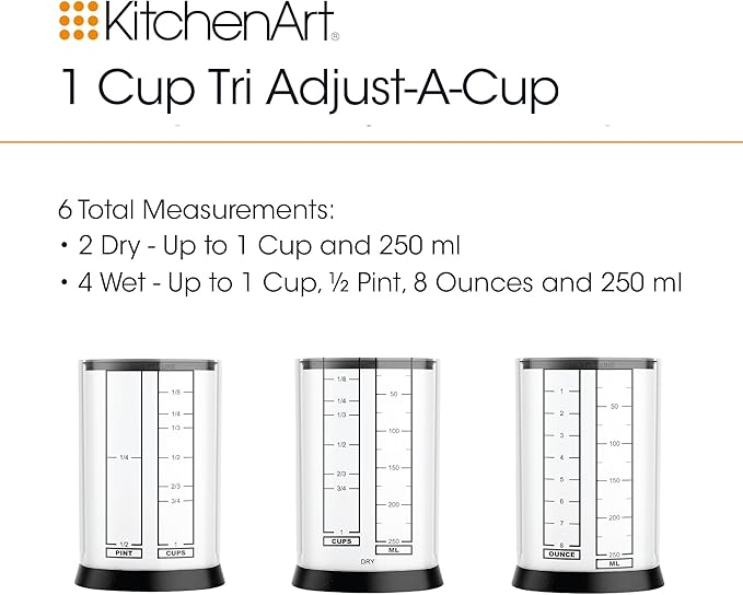 KitchenArt Pro Adjustable Measuring Set, Includes Adjustable Tablespoon, Teaspoon, and 1 Cup Measuring Cup - Image 6