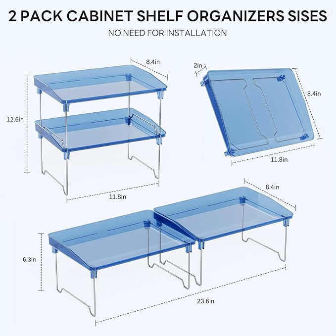 STARLATTA Acrylic Cabinet Organizer Shelf,4 Pcs Stackable Kitchen Counter Shelves,Spice Rack,Countertop Organizers,Clear Plastic Storage Organization for Makeup, Bathroom,Cupboard,Desk,Pantry - Image 3