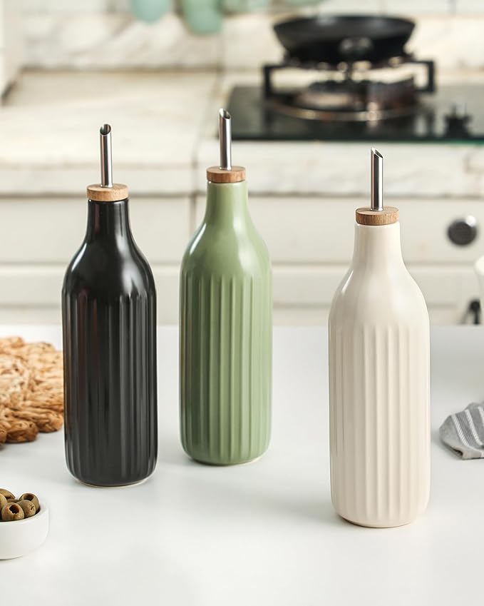 FE FUN ELEMENTS Olive Oil Dispenser Bottle, 19 oz Oil Dispenser for Kitchen and Vinegar Dispenser Bottle, Suitable for Vinegar, Coffee Syrups & Other Liquids, Black - Image 7