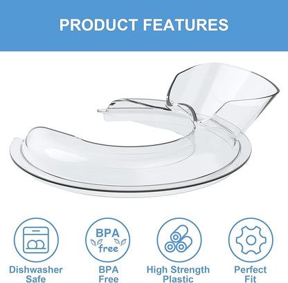 Food-Grade Pouring Shield for KitchenAid 4.5-5QT Mixer Bowl (Stainless Steel, Glass, Ceramic) - Secure Fit Splash Guard for KitchenAid Tilt-Head Stand Mixers and Dishwasher Safe