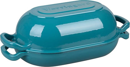 VORRINGARD Enameled Cast Iron Sourdough Bread Oven, Dutch Oven, Loaf Cast Iron Bread Pan for Homemade Bread Baking, Meatloaf Pan with Lid, 5QT, Bluegreen - Image 6
