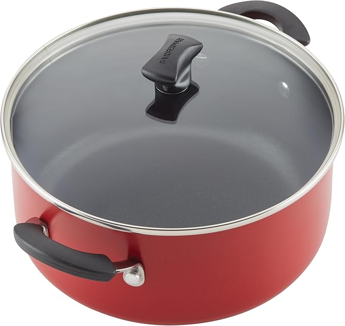 Farberware Cookstart DiamondMax Nonstick Cookware/Pots and Pans Set, Dishwasher Safe, Includes Baking Pan and Cooking Tools, 15 Piece - Red - Image 14