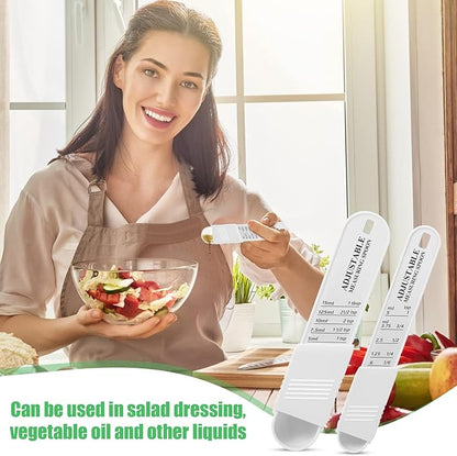 6 Pcs Adjustable Measuring Spoon Plastic Tablespoon and Teaspoon Set Baking Cooking Spoon Set for Chef Measuring Metering Kitchen Dry Liquid Ingredients Powder, 2 Sizes(White) - Image 5