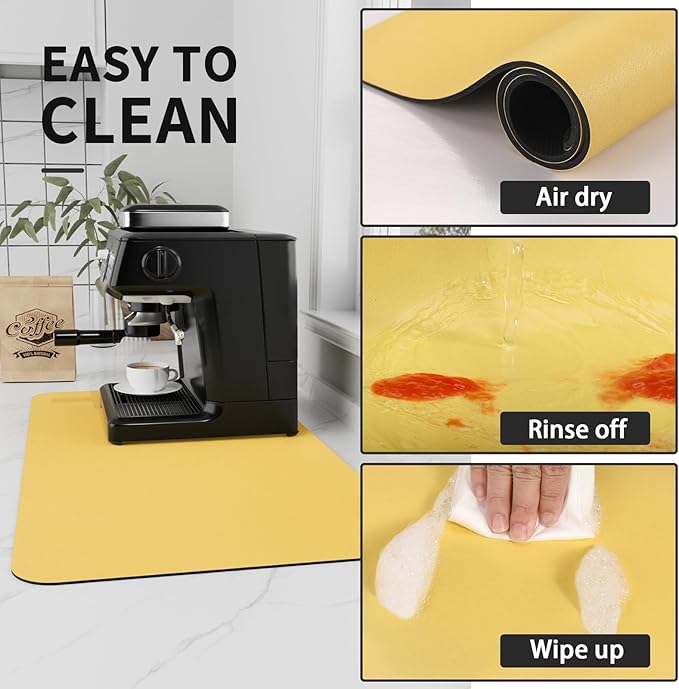 HotLive Coffee Mat - Absorbent Hide Stain Rubber Backed Dish Drying Mat for Kitchen Counter - Bar Mats for Countertops Accessories Fit Under Coffee Maker Espresso Machine - Image 4