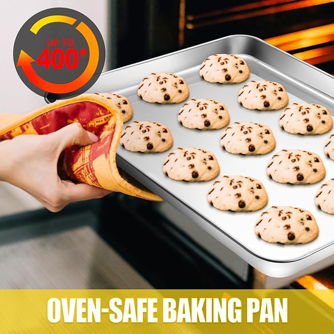 Terlulu Baking Sheet, Cookie Sheet, Stainless Steel Baking Pan, 2 Piece-19.6''x 13.8'' x 1.2'', Large Sheet Pan for Oven, Baking Tray for Baking&Roasting, Nonstick&Nontoxic&Easy Clean - Image 4