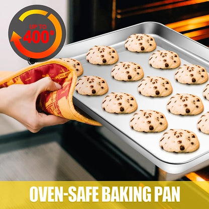 Terlulu Baking Sheet, Cookie Sheet, Stainless Steel Baking Pan, 2 Piece-17.3''x 12.3'' x 1'', Half Sheet Pan for Oven, Baking Tray for Baking&Roasting, Nonstick&Nontoxic&Easy Clean - Image 4