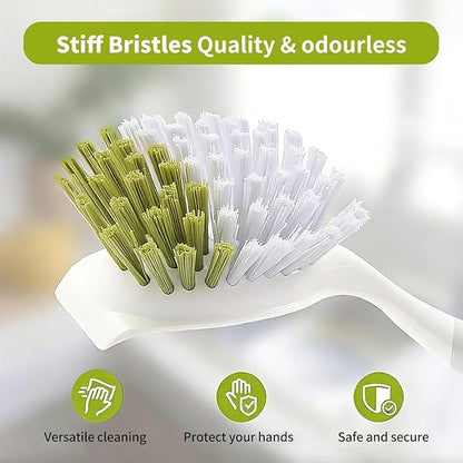 Dish Brush Scrub Brush with Handle - 3 Pack Stiff Bristles Dish Scrubber for Cleaning Dishes, Pots, Pans, Sink, Cast Iron - Hard Bristles,No Residue - Image 2