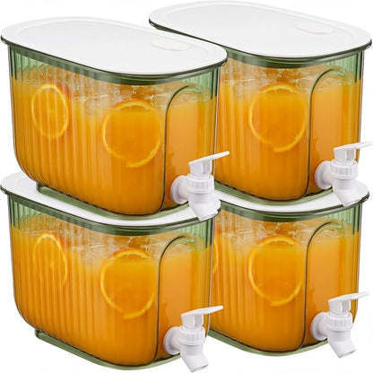 FillTouch 4 Pcs Drink Dispensers for Fridge with Spout Refrigerator Beverage Water Dispenser Plastic Juice Pitcher Containers with Lids for Kitchen Party