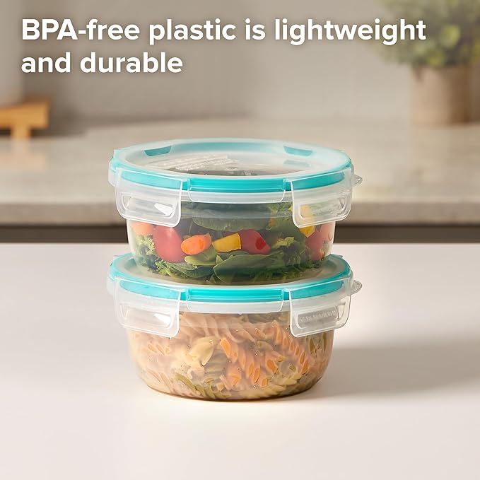 Snapware Plastic Total Solution 2-Pack (4-Cup) Food Storage Containers Set, Leakproof & Airtight Plastic Locking Lids Round Tupperware, Non-Toxic BPA-Free Lids, Microwave Dishwasher Freezer Safe - Image 3