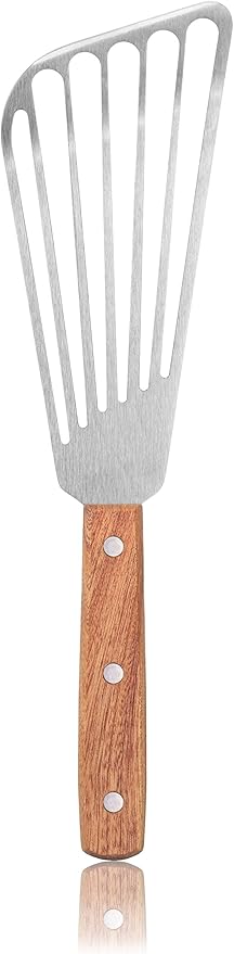 New Star Foodservice 43068 Wood Handle Fish Spatula, 6.5" Blade, Silver - Image 4