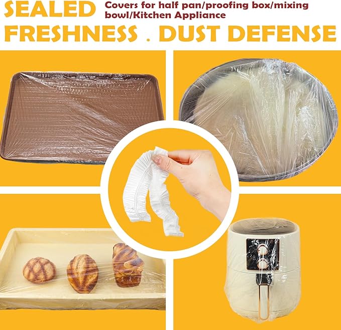 100 Bowl Covers Fits Bowls up to 30", Large Bowl Covers for Half Sheet Pan(24x16, 21x15, 18x13 inch) and Mixing Bowl&Dough Proofing/Foil Pans, Food Covers for Outside,Elastic Sealing-Reusable
