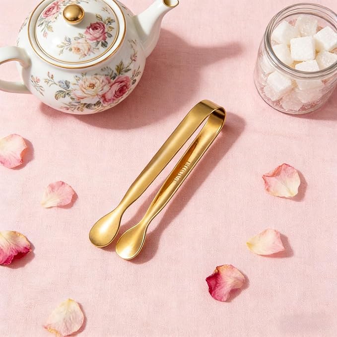 6 PCS Gold Sugar Tongs Set – 304 Stainless Steel Mini Tongs for Tea Parties, Desserts & Sugar Cubes | Elegant, Dishwasher Safe, Rounded Edges - Image 8