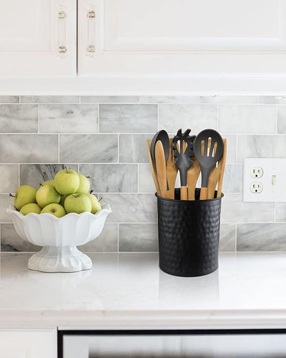 Monarch Abode Kitchen Utensil Holder – Hand Hammered Metal Black Utensil Holder, Decorative Utensil Crock for Kitchen Counter, Cooking Tool and Spatula Holder for Countertop, Caddy Organizer - Image 5