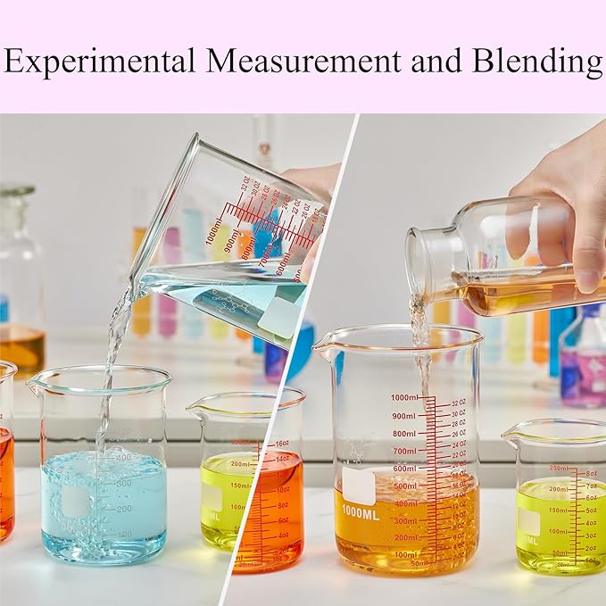High Borosilicate Glass Measuring Cup Set-V-Shaped Spout,Includes 60ml(2OZ), 120ml(4OZ), 250ml(8OZ), 500ml(16OZ), and 1000ml (32OZ) for Kitchen or Restaurant, Easy to Read - Image 6