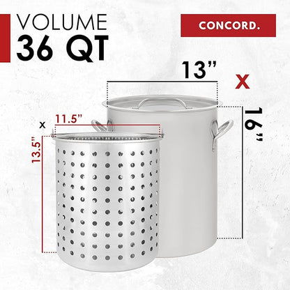 CONCORD 36 QT Stainless Steel Stock Pot w/Basket. Heavy Kettle. Cookware for Boiling (36) - Image 4