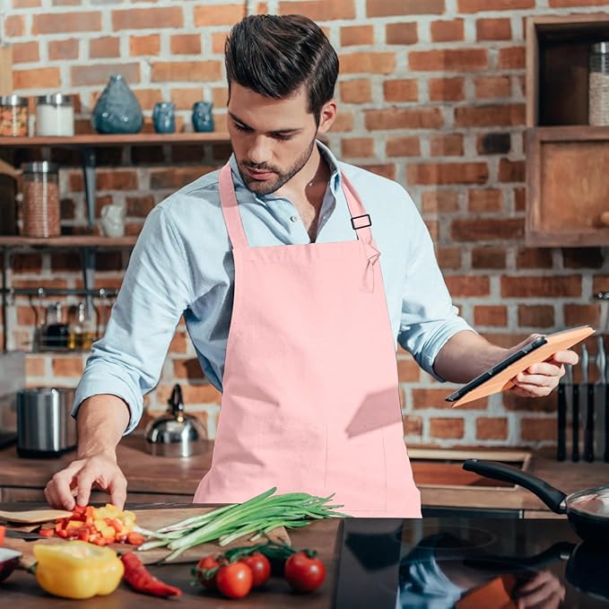 15 Pcs Adult Aprons Bulk with Pockets Adjustable Bib Chef Apron for Women Men Painting Cooking Crafting (S/L) - Image 7