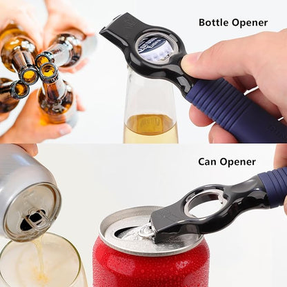 2-Pack Magnetic Beer Bottle Opener & Soda Can Opener, 2-in-1 Bottle Opener and Can Tab Opener Tool for Bartender, Long Nails, Arthritis, Silicone Handle with Build in Magnet - Navy Blue - Image 3