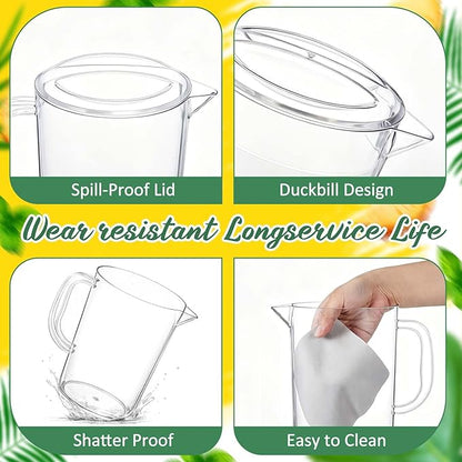 Tessco for you 12 Pcs Plastic Pitchers 60 Ounce Clear Restaurant Jug Large Water Pitcher Carafe Serve Milk Tea Juice Drink for Parties Container Dispenser Beer Jar (Fashion) - Image 3