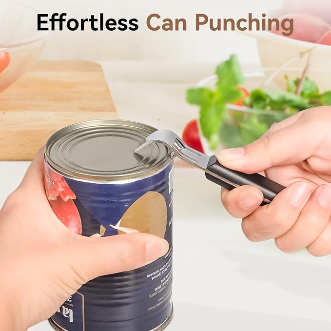 Anyongora 2-in-1 Can Punch Opener & Bottle Opener, Can Opener, 2-Pack, Stainless Steel, Non-Slip Handle, Compact 6.1", For Traditional Cans (No Pull-Tab) & Pry-Off Bottle Caps