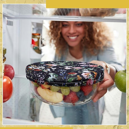 Patelai 10 Pcs Bowl Covers Reusable in 5 Size Stretch Cloth Fabric Elastic Food Storage Bowl Covers Bread Sourdough Lids for Proofing Food Fruits Leftover (Colorful,Rich Flowers) - Image 3