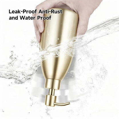 304 Stainless Steel Soap Dispenser 16oz Rust-Proof Liquid Soap Pump Bottle for Kitchen or Bathroom Countertop Hand Dish Lotion Leak-Proof (Champagne Gold)