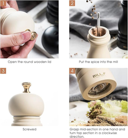 Salt and Pepper Grinder Pepper Mill Grinder Pepper Grinders Shakers Salt Mill Set of 2 with Adjustable Ceramic Rotor 7 Inch Black and White - Image 6