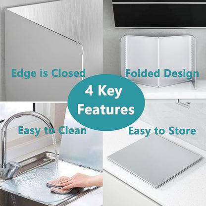 Grease Stove Splash Guard for Cooking | 2 Sided Kitchen Stove Splatter Guard Backsplash Back Splash Protector for Wall, Foldable Stainless Steel,15.7” X 15.7” X 15.7” Per Piece, 2 Pcs In Package - Image 4