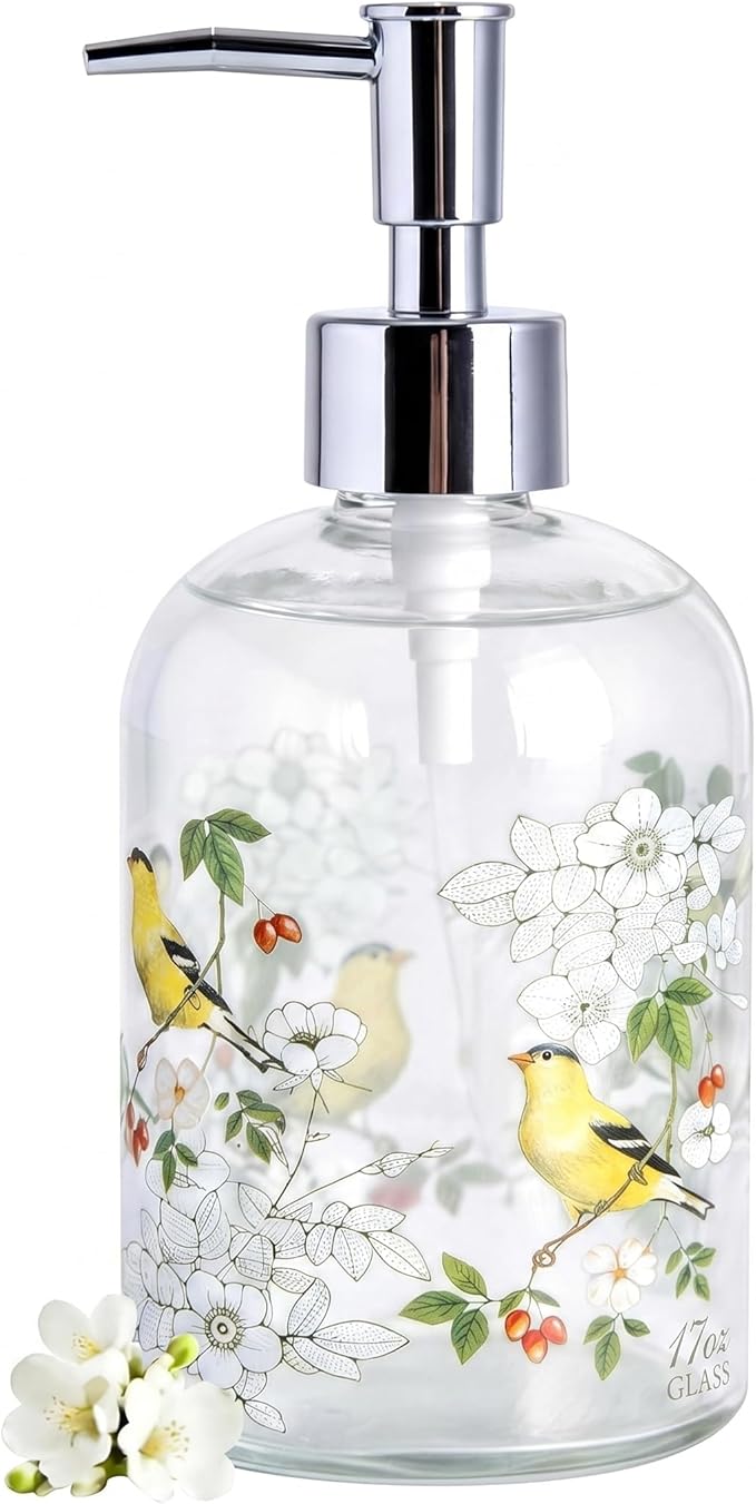 Topadorn 17oz Glass Soap Dispenser with Plastic Pump for Kitchen and Bathroom, Refillable Clear Bottle for Dish Soap & Hand Soap