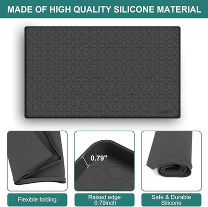 Under Sink Mat, 28" x 22" Waterproof Silicone Under Sink Tray for Kitchen & Laundry Cabinets, Kitchen Cabinet Shelf Protector, Up to 3 Gallons Liquid, Fits 36 inch Standard Cabinet (Black)