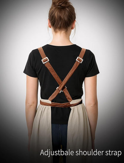 Pinknoke Vintage Pinafore Apron Dress for Women with Pockets Cute Floral Chef Aprons for Kitchen Cooking Baking Gardening - Image 8