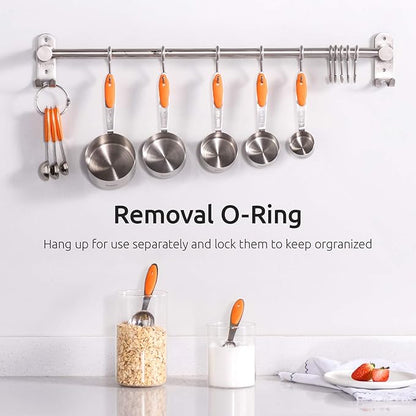 Measuring Cups : U-Taste 18/8 Stainless Steel Measuring Cups and Spoons Set of 10 Piece, Upgraded Thickness Handle(Orange) - Image 7