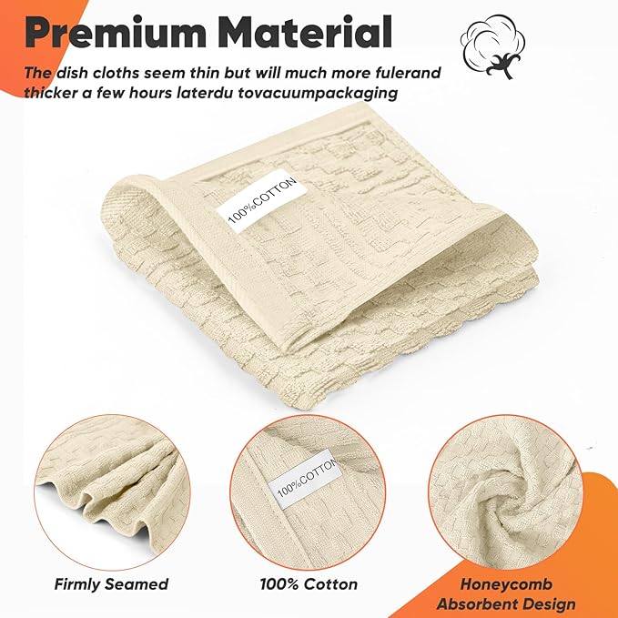 Oven Mitts Kitchen Towels and Dishcloths with Pot Holders Sets, Oven Gloves Hot Pads 500°F Heat Resistant with Silicone Grip, Include 2 Cooking Gloves/2 Potholders/4 Kitchen Towels/4 Dish Towels - Image 7