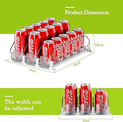 IBORING Drink Organizer for Fridge,Self Pushing Fridge Drink Organizer,Automatic Drink Dispenser for Fridge-Holds up to 15 Cans, 14.96inch, White - Image 4