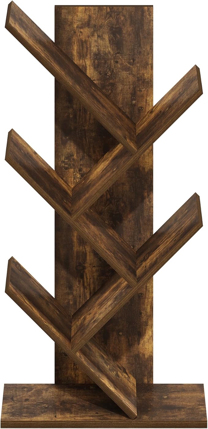 Furinno Tree Book Shelf, 5-Tier Bookshelf with Angled Open Shelf, Tree Bookcase for Room Decor, 8.4 x 15.7 x 30.3, for Organization and Storage, for Living Room, Bedroom, Home Office, Amber Pine - Image 7