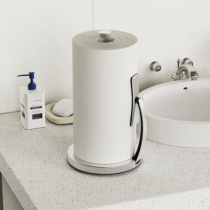 VEHHE Paper Towel Holder Countertop, Paper Towel Holder with Spring Activated Arm and Damping Effect, Simply Tear Paper Towel Stand for Bathroom and Kitchen (Silver) - Image 7