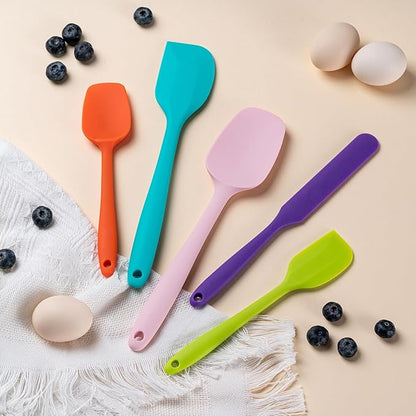 Silicone Spatula Set, 5 Piece Food Grade Rubber Spatulas for Baking, Cooking, and Mixing High Heat Resistant Non Stick Dishwasher Safe BPA-Free (Macaron blue) - Image 7