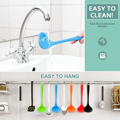 5 Pieces Silicone Ladles for Cooking - Small Soup Ladle Spoon Heat Resistant Kitchen Ladle Spoons, Cooking and Serving Spoon for Soup Sauce Chili Gravy Canning Pouring (5 Colors) - Image 6