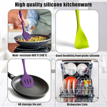 KAY RUK Kitchen Silicone Utensil Set,10Pcs Cooking Utensils Set,Food Grade Safety Silicone Utensils,480℉Heat Resistant Kitchen Tools,Seamless Easy to Clean, Non Stick Utensils(Multicolor) - Image 2