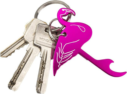 SWATOM Pink Flamingo Bottle Opener Keychain Beer Openers Tool Key Chain Ring Accessories