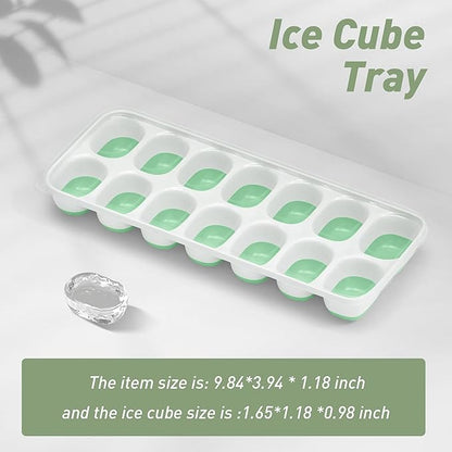 ChefAide Ice Cube Tray with Lid, 2 Packs 28 Cubes Durable Stackable Ice Cube Trays for Freezer with Removable Lids, Easy-Release Plastic & Silicone Ice Tray for Cocktail, Coffee - Image 3