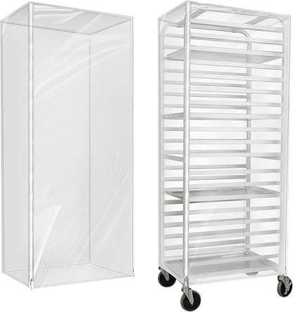 BIEAMA Bun Rack Cover – 20 Tier Commercial Bakers Racks Sheet Pan Rack Cover PVC with 2 Sided Zippers, Clear 27" L x 21" W x 64" H by BIEAMA